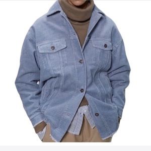 Zara Blue oversized corduroy jacket